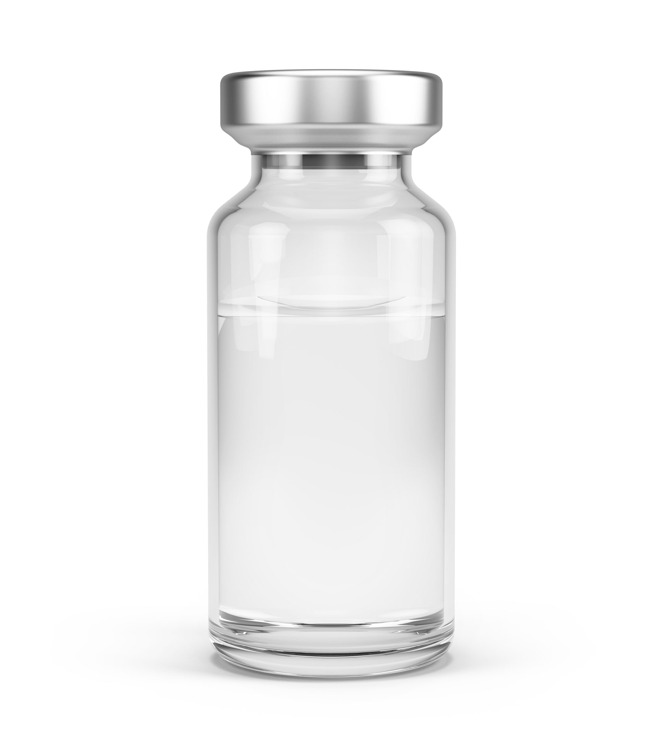 Medical vial for injection isolated on white. 3d rendering
